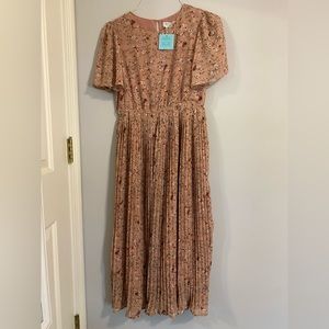 Floral Light Pink Midi dress